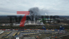 massive Rauchwolke über Herten - Lagerhalle in Vollbrand - Bevölkerungswarnung per NINA - Großeinsatz für Feuerwehren - ein Feuerwehrmann kommt ins Krankenhaus - Feuerwehrdrohne im Einsatz: 