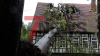 Lauter Knall erschreckt Bewohner eines Fachwerkhauses - Feuerwehr wird nicht tätig - Baum steckt noch in Dach: 