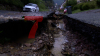 Dunkle Wolken über Wesseling - Regen prasselt auf den Rhein - Wetterexperten warnen vor starkem Unwetter - Feuerwehr und THW im Einsatz - erneute Überschwemmungen im Ahrtal: 
