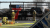 LKW bleibt nach Reifenpanne auf dem Seitenstreifen liegen, weiterer LKW krachte in stehenden LKW und geht in Flammen auf - Fahrer steigt Sekunden vorher aus seinem LKW und danach steht der LKW in Vollbrand: LKW Fahrer werden beide nur leichtverletzt. Vollsperrung voraussichtlich bis zum Nachmittag!