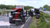 Crash auf der A1 - Rettungshubschrauber landet auf Autobahn - mehrere Personen werden verletzt - Autobahn anderthalb Stunden voll gesperrt - Pkw stark deformiert: 