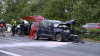 Crash auf der A1 - Rettungshubschrauber landet auf Autobahn - mehrere Personen werden verletzt - Autobahn anderthalb Stunden voll gesperrt - Pkw stark deformiert: 