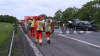 Crash auf der A1 - Rettungshubschrauber landet auf Autobahn - mehrere Personen werden verletzt - Autobahn anderthalb Stunden voll gesperrt - Pkw stark deformiert: 