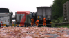 Lkw verliert Ladung: Schlachtabfälle auf der A33 - Sperrung zwischen Bielefeld und Schloß Holte-Stukenbrock - mehr als eine Tonne Schlachtabfälle vom Schwein auf rechter Fahrspur verteilt - vermutlich durch eine defekte Ladeklappe ausgelöst: Fahrbahn muss aufwendig gereinigt werden