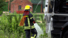 Verirrter Lastwagen auf gesperrter Bundesstraße - Wendemanöver führt zu Brand - Knochentrockener Grünstreifen fängt Feuer - Schnelle Reaktion der Feuerwehr verhindert Schlimmeres - Polizei bestätigt: Fahrer hatte gesperrten Bereich befahren: 